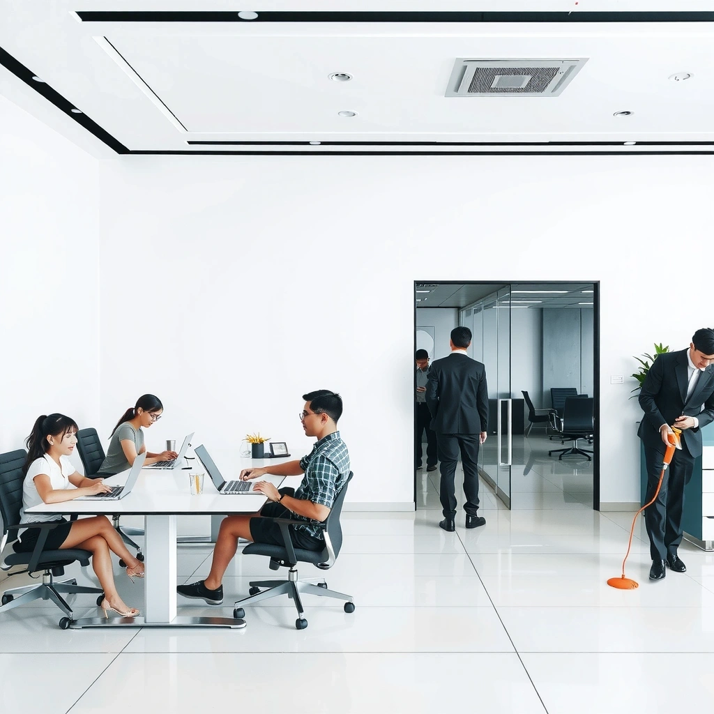 Commercial office cleaning in Metro Manila business district