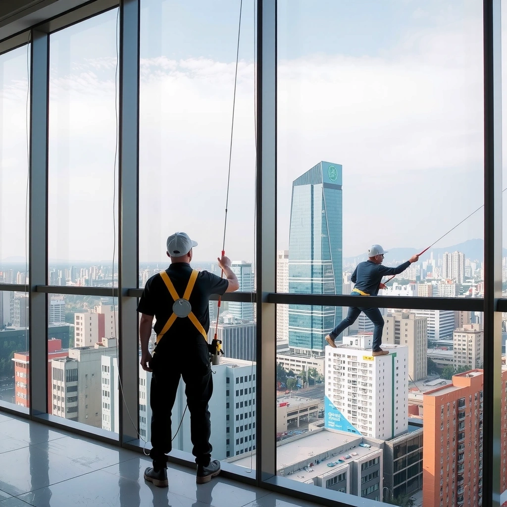 Window cleaning service for high-rise buildings in Metro Manila
